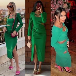 Zara | Dresses | Zara Bloggers Favorite Kelly Green Cutout Midi Dress |  Poshmark